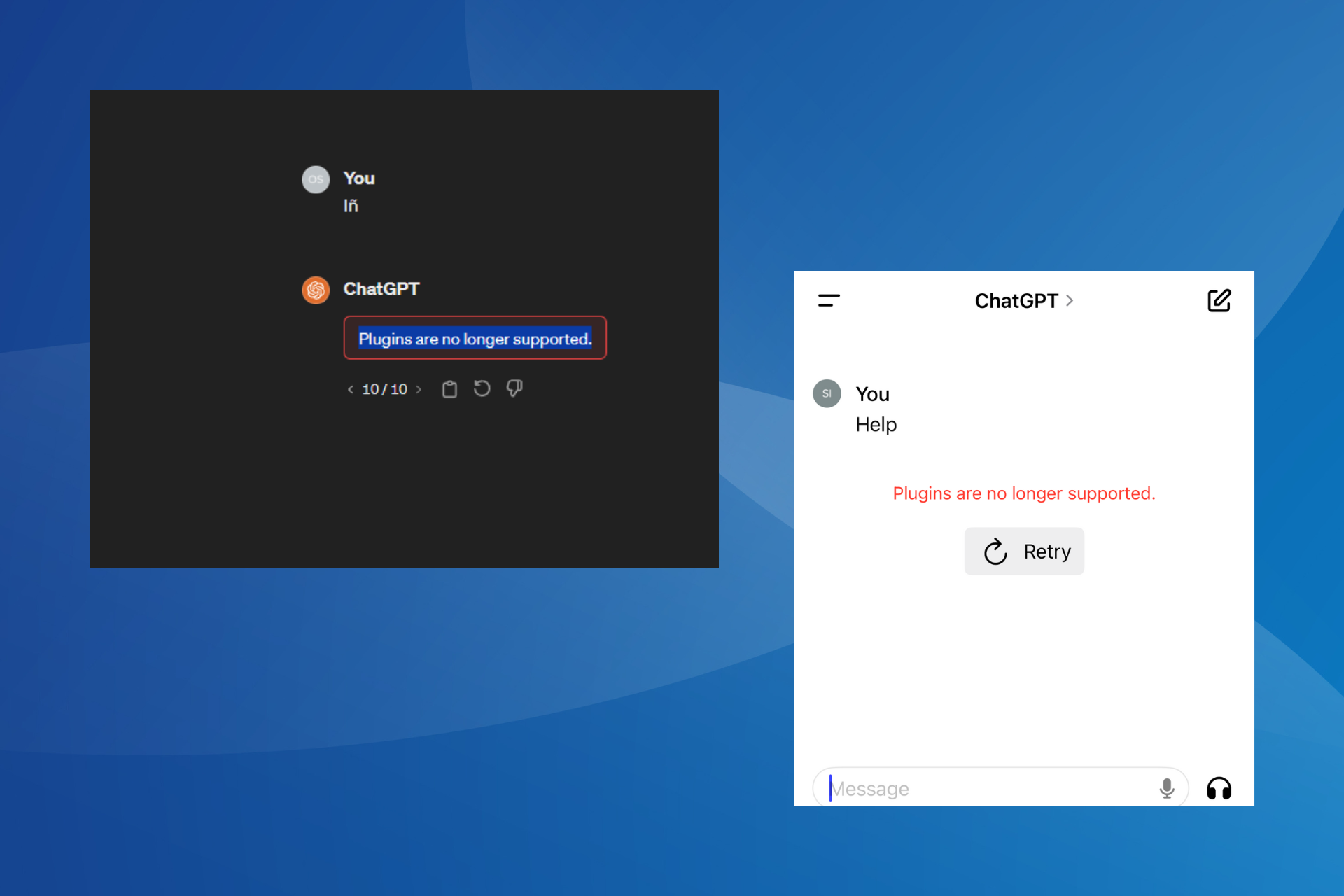 fix chatgpt error plugins are no longer supported
